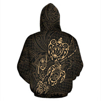 Zip up Hoodie Guam Family Turtles Map Polynesian Gold - Polynesian Pride