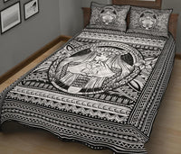 Hawaii Polynesian Pele Kanaka Quilt Bed Set White - Polynesian Pride