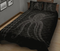 Hawaii Octopus KaKau Polynesian Quilt Bed Set - Gray - Polynesian Pride