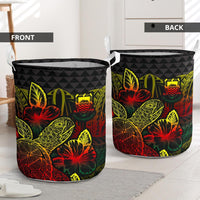 Tuvalu Laundry Basket - Polynesian Turtle Hibiscus Reggae - Polynesian Pride