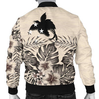 Papua New Guinea Men's Bomber Jacket - The Beige Hibiscus - Polynesian Pride