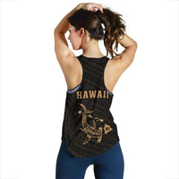 Hawaii Kakau Polynesian Hammerhead Shark Women's Racerback Tank - Gold - Polynesian Pride