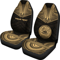 American Samoa Custom Personalised Car Seat Cover - American Samoa Seal Polynesian Chief Tattoo Gold Version - Polynesian Pride