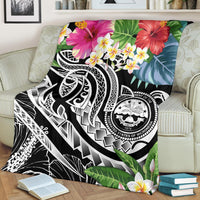 FSM Polynesian Premium Blanket - Summer Plumeria (Black) - Polynesian Pride