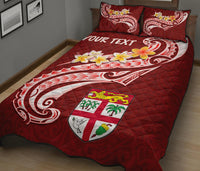 Fiji Custom Personalised Quilt Bed Set - Fiji Seal Polynesian Patterns Plumeria (Red) - Polynesian Pride