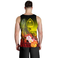 Guam Men's Tank Top - Humpback Whale with Tropical Flowers (Yellow) - Polynesian Pride