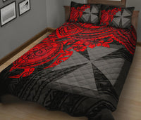 Wallis and Futuna Polynesian Quilt Bed Set - Wallis and Futuna & Red Turtle Hibiscus - Polynesian Pride