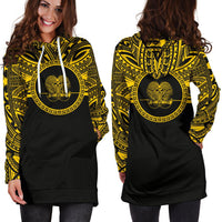 Papua New Guinea Women Hoodie Dress - Papua New Guinea Coat Of Arms Polynesian Gold Black - Polynesian Pride