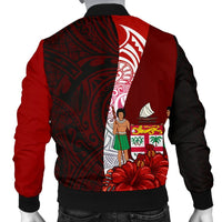 Fiji Polynesian Men's Bomber Jacket - Coat Of Arm With Hibiscus - Polynesian Pride