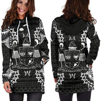 Fiji Polynesian Hoodie Dress Map Black - Polynesian Pride