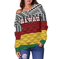 Hawaii Women's Off Shoulder Sweater - Polynesian Kanaka Maoli Version - Polynesian Pride