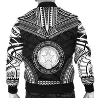 Northern Mariana Islands Polynesian Chief Men's Bomber Jacket - Black Version - Polynesian Pride