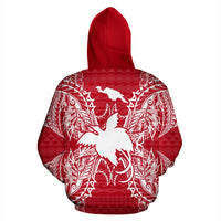 Papua New Guinea Polynesian All Over Zip up Hoodie Map Red White - Polynesian Pride