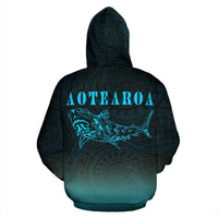 Maori Shark Aotearoa Hoodie Blue - Polynesian Pride