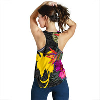 Papua New Guinea Women's Racerback Tank - Hibiscus Polynesian Pattern - Polynesian Pride