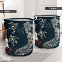 Hawaii Tropical Hibiscus Turtle Shark Aumakua Laundry Basket Lucas Style Blue AH - Polynesian Pride