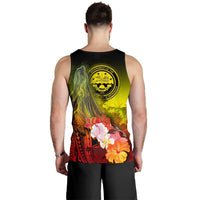 Federated States of Micronesia Men's Tank Top - Humpback Whale with Tropical Flowers (Yellow) - Polynesian Pride