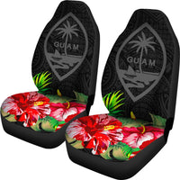 Guam Polynesian Car Seat Covers Black Hibiscus - Polynesian Pride