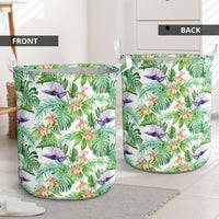 Tropical Orange Orchids Strelitzia Monstera Hawaii Laundry Basket - Polynesian Pride