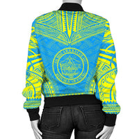 Palau Flag Polynesian Chief Women'S Bomber Jacket - Polynesian Pride