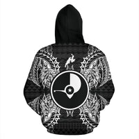 Yap Polynesian All Over Zip up Hoodie Map Black - Polynesian Pride
