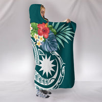 Nauru Polynesian Hooded Blanket - Summer Plumeria (Turquoise) - Polynesian Pride