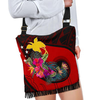 Papua New Guinea Boho Handbag - Polynesian Hook And Hibiscus (Red) - Polynesian Pride