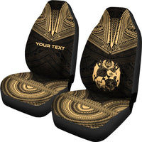 Tonga Custom Personalised Car Seat Cover - Tonga Coat Of Arms Polynesian Chief Tattoo Gold Version - Polynesian Pride