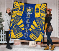 Nauru Premium Quilt - Nauru Coat Of Arms Polynesian Yellow Tattoo - Polynesian Pride