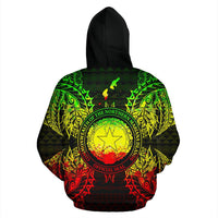 Northern Mariana Islands Polynesian All Over Zip up Hoodie Map Reggae - Polynesian Pride