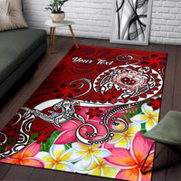 Samoa Custom Personalised Area Rug - Turtle Plumeria (Red) - Polynesian Pride