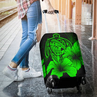 Hawaii Hibiscus Luggage Cover - Turtle Map - Green - Polynesian Pride