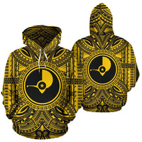 Yap ll Over Hoodie Yap Coat of rms Polynesian Gold Black - Polynesian Pride