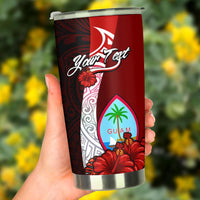 Guam Polynesian Custom Personalised Tumbler - Coat Of Arm With Hibiscus - Polynesian Pride