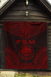 Federated States Of Micronesia Premium Quilt - FSM Seal Polynesian Chief Red Version - Polynesian Pride