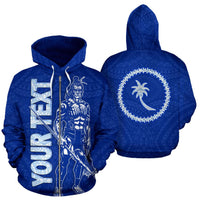 Chuuk Custom Zip up Hoodie Micronesia Chuukese Warrior Flag Color Unisex Blue - Polynesian Pride