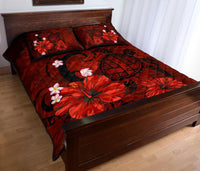 Hawaii Turtle Poly Tribal Quilt Bed Set - Red - Polynesian Pride