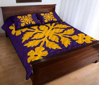 Hawaiian Quilt Bed Set Royal Pattern - Purple And Gold - B2 Style - Polynesian Pride