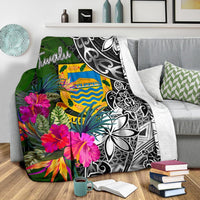 Tuvalu Premium Blanket - Turtle Plumeria Banana Leaf - Polynesian Pride