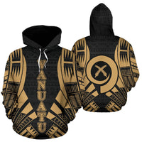 Vanuatu Polynesian Hoodie Gold Tattoo Unisex Gold - Polynesian Pride