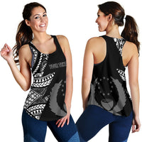 Pohnpei Personalised Custom Women's Racerback Tank - Micronesian Pattern Flash Black - Polynesian Pride