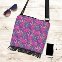 Hawaii Tropical Hibiscus Purple Crossbody Boho Handbag - Polynesian Pride