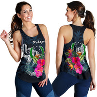 Pohnpei Micronesia Women's Racerback Tank - Tropical Flower Blue - Polynesian Pride