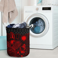 Northern Mariana Islands Laundry Basket - Polynesian Turtle Hibiscus Red - Polynesian Pride