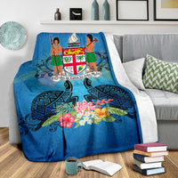 Fiji Premium Blanket - Turtle Hibiscus Tapa Patterns - Polynesian Pride