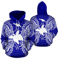 Papua New Guinea Polynesian ll Over Hoodie Map Blue Unisex Blue - Polynesian Pride