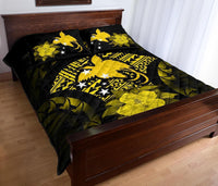 Papua New Guinea Polynesian Quilt Bed Set Hibiscus Yellow - Polynesian Pride