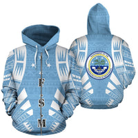 Seal of The Federated States of Micronesia All Over Zip up Hoodie Unisex White - Polynesian Pride