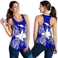 Papua New Guinea Polynesian Women Tank Top Map Blue - Polynesian Pride