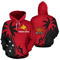 Papua New Guinea Hoodie Papua New Guinea Flag Coat of Arms Kanaka Kings Coconut Tree Unisex Red - Polynesian Pride